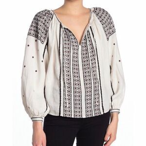 FRAME‎ anita linen embroidered peasant blouse